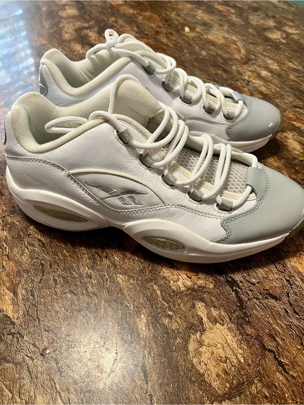 Reebok White and Light Gray Mens 11.5 Allen Iverson Sneakers